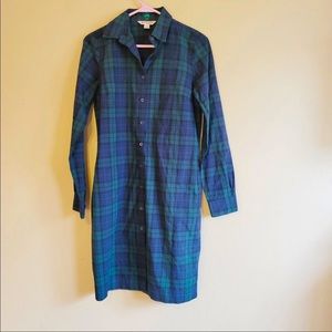 Brooks brothers green plaid long sleeve dress